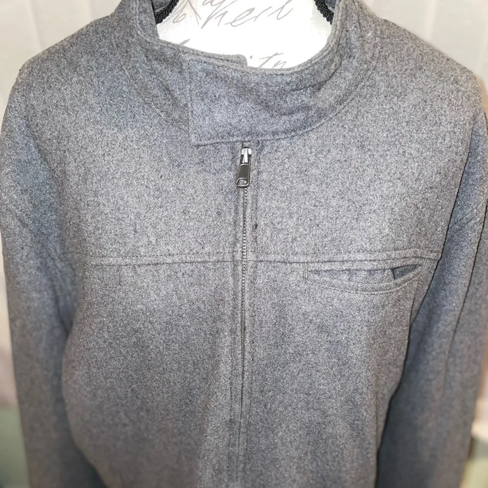 Men’s Gray Fleece Wool Jacket Big and Tall casual coats outdoor apparel - Picture 2 of 7
